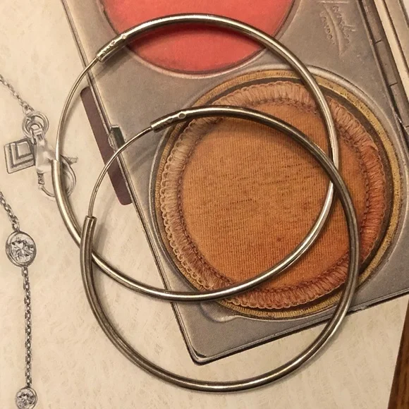 Rare Vintage Silpada Sterling Silver Flexible Endless Hoop Earrings P0696 - Picture 7 of 11